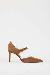 Manolo Blahnik Brown Suede Mary Jane D'Orsay Pump