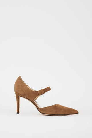 Manolo Blahnik Brown Suede Mary Jane D'Orsay Pump
