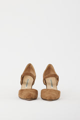 Manolo Blahnik Brown Suede Mary Jane D'Orsay Pump