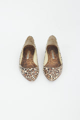 Manolo Blahnik Brown & Black Printed Leather Flat