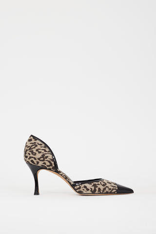 Manolo Blahnik Brown & Grey Printed Dorle D'orsay Pump