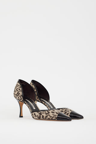 Manolo Blahnik Brown & Grey Printed Dorle D'orsay Pump