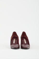 Manolo Blahnik Burgundy Patent Leather Brogue Pump