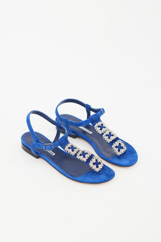 Suede Crystal Embellishment Sandal