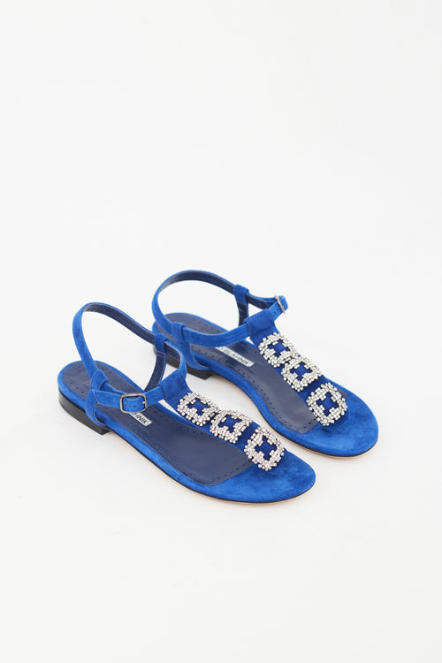 Suede Crystal Embellishment Sandal