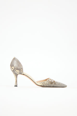 Manolo Blahnik Embossed D'Orsay Pump