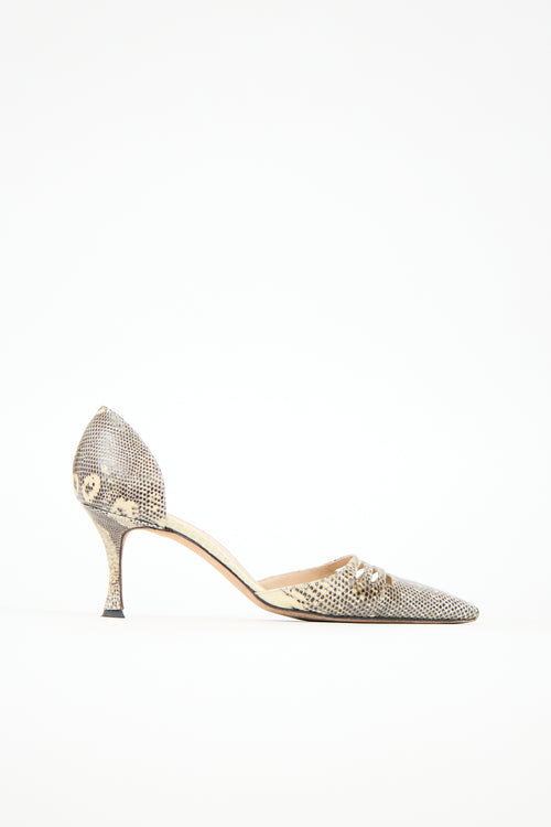 Manolo Blahnik Embossed D'Orsay Pump