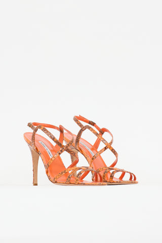 Manolo Blahnik Exotic Leather Strappy Sandal