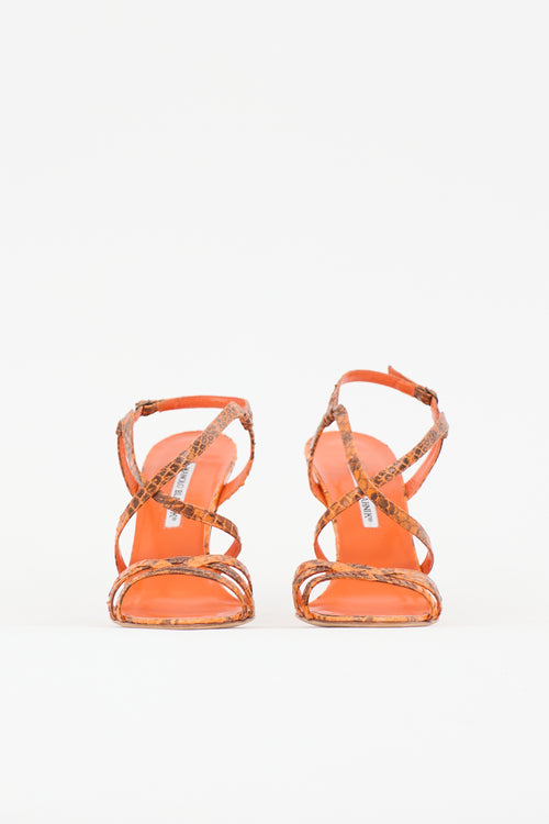 Manolo Blahnik Exotic Leather Strappy Sandal