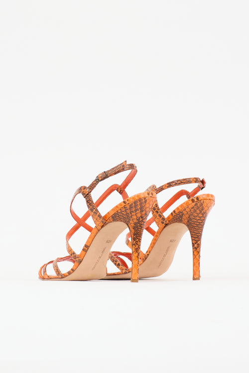 Manolo Blahnik Exotic Leather Strappy Sandal