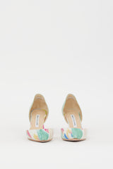 Manolo Blahnik Green & Multicolour Printed D'Orsay Heel