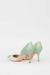 Manolo Blahnik Green & Multicolour Printed D'Orsay Heel