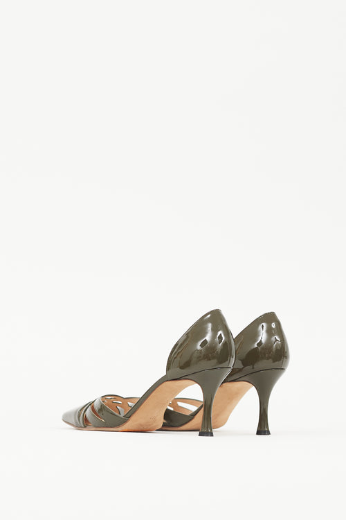 Manolo Blahnik Green Patent Leather D'orsay Pump