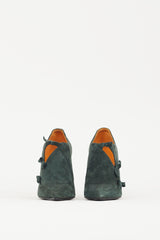 Manolo Blahnik Green Suede Bow Heel