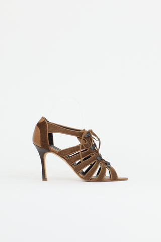 Manolo Blahnik Leather Cage Sandal