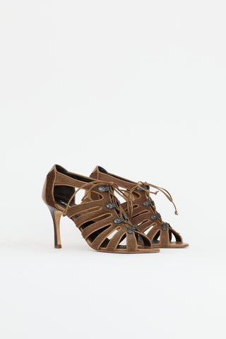 Manolo Blahnik Leather Cage Sandal