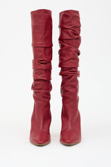 Manolo Blahnik Leather Ruched Calassohi Boot