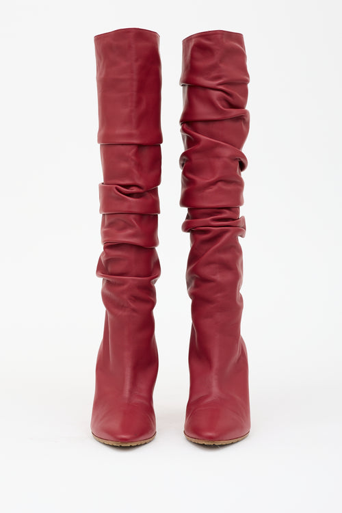 Manolo Blahnik Leather Ruched Calassohi Boot