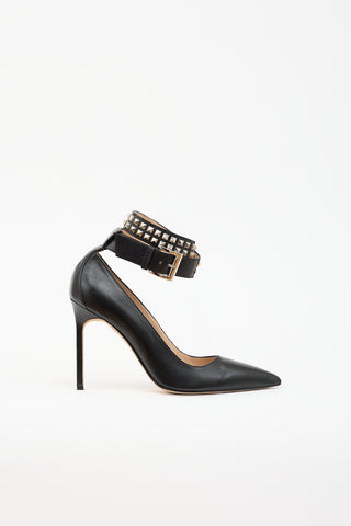 Manolo Blahnik Leather Studded Belta Pump