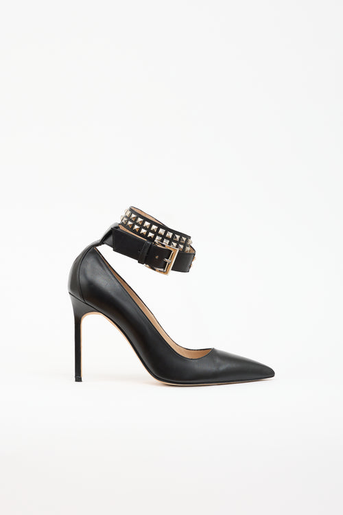 Manolo Blahnik Leather Studded Belta Pump