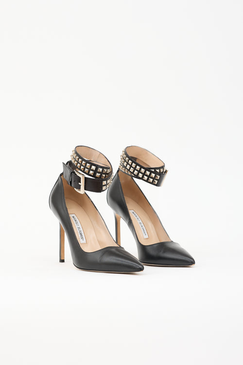 Manolo Blahnik Leather Studded Belta Pump