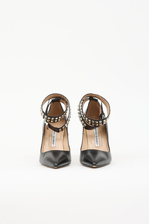 Manolo Blahnik Leather Studded Belta Pump