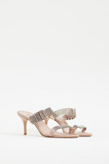 Manolo Blahnik Light Pink Satin Rhinestone Beopia Sandal