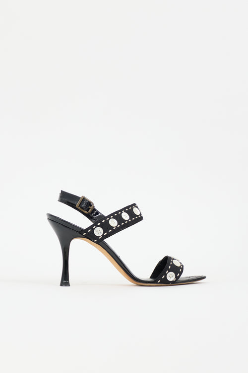 Manolo Blahnik Patent Button Embellished Sandal