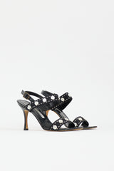 Manolo Blahnik Patent Button Embellished Sandal