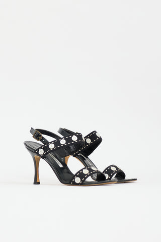 Manolo Blahnik Patent Button Embellished Sandal