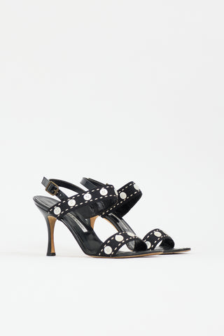 Manolo Blahnik Patent Button Embellished Sandal