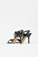 Manolo Blahnik Patent Button Embellished Sandal