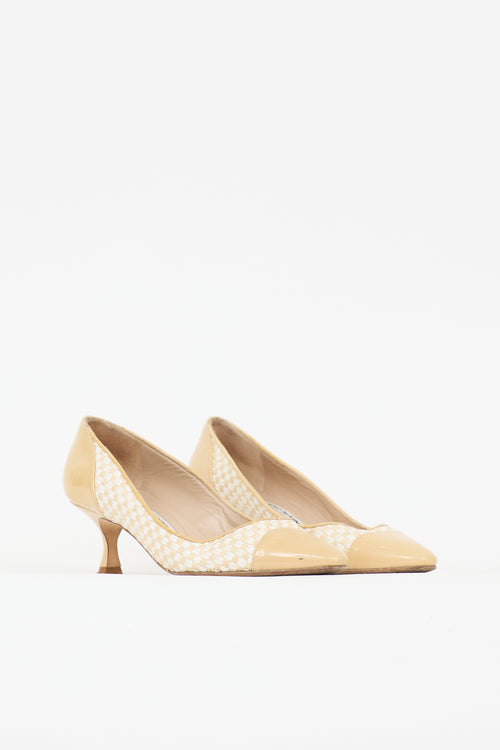 Manolo Blahnik Patent Panel Woven Pump