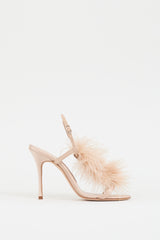 Manolo Blahnik Pink Satin & Feather Elia Heel