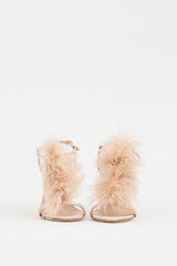 Manolo Blahnik Pink Satin & Feather Elia Heel