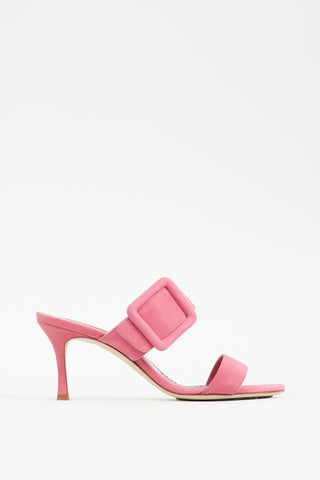 Manolo Blahnik Pink Suede Gable Sandal
