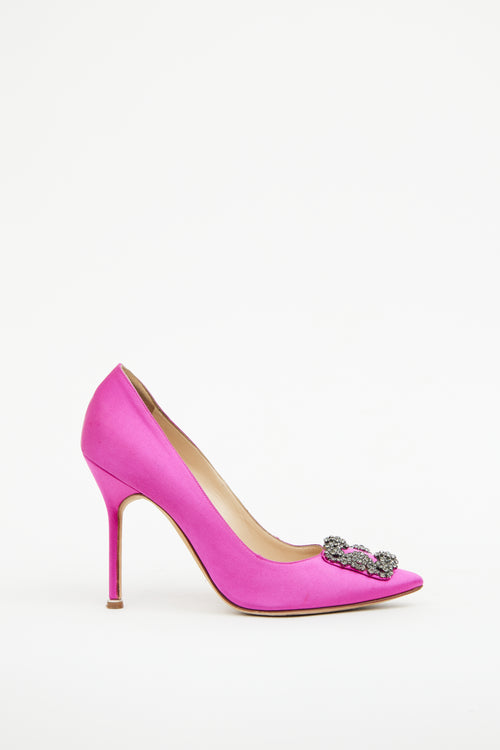 Manolo Blahnik Purple Satin Hangisi Pump