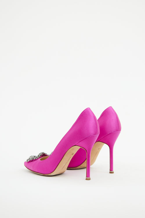 Manolo Blahnik Purple Satin Hangisi Pump