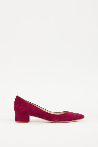 Manolo Blahnik Burgundy Suede Listony Pump