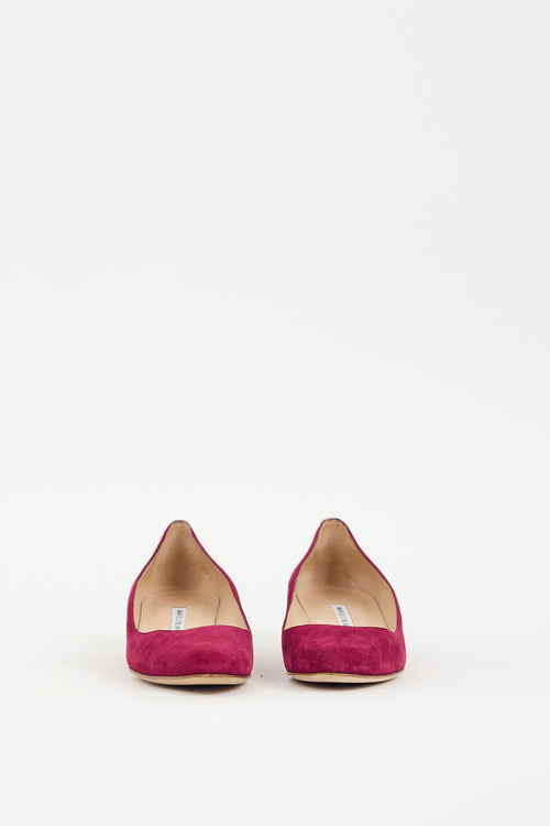 Manolo Blahnik Burgundy Suede Listony Pump