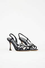 Manolo Blahnik Satin Fernusan 90 Embellished Heel