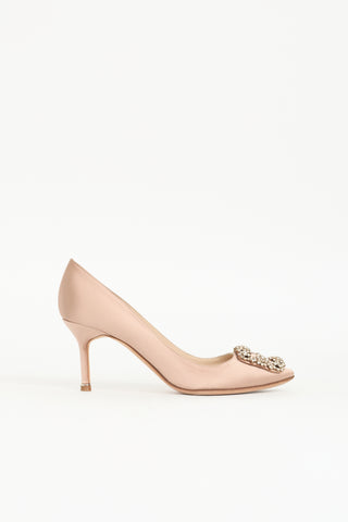 Manolo Blahnik Satin Hangisi Embellished Pump