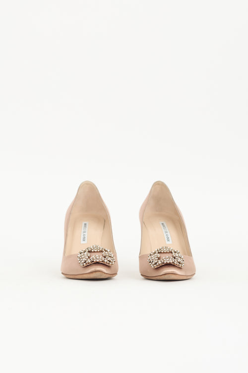 Manolo Blahnik Satin Hangisi Embellished Pump