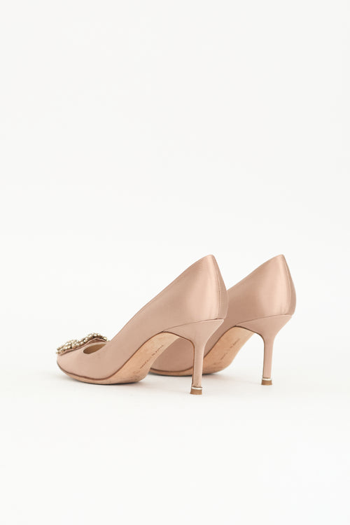 Manolo Blahnik Satin Hangisi Embellished Pump