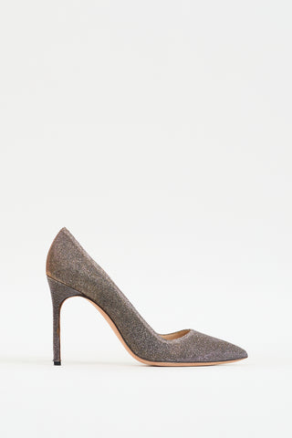 Manolo Blahnik Silver & Gold Sparkly BB Pump