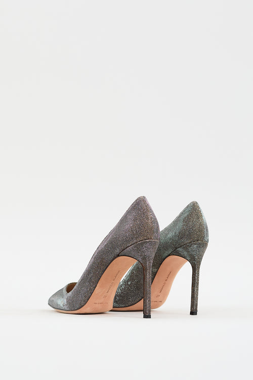 Manolo Blahnik Silver & Gold Sparkly BB Pump