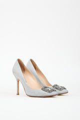 Manolo Blahnik Silver Sparkle Hangisi Pump