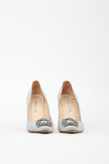 Manolo Blahnik Silver Sparkle Hangisi Pump