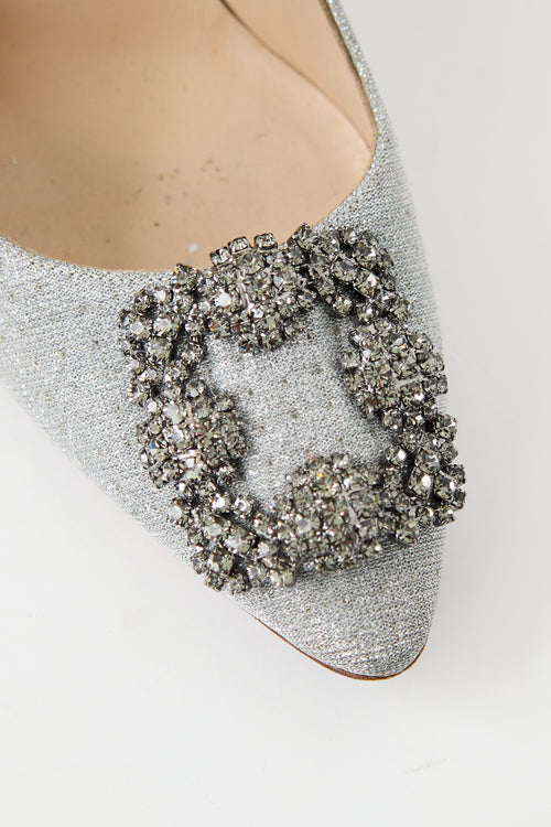 Manolo Blahnik Silver Sparkle Hangisi Pump