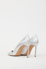 Manolo Blahnik Silver Iridescent BB 110mm Pump